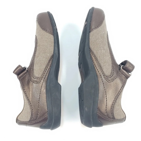 PW Minor Sadie Sz 6.5 Women's Mary Jane Bronze Leather Tan Fabric Eigo Flex - Picture 5 of 10